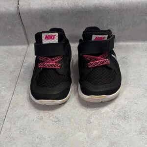 Nike Kids Black Sneakers with Pink Accents